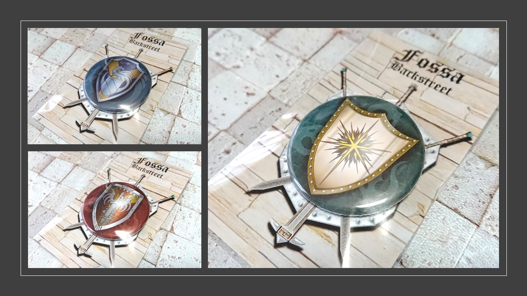 DDON 缶バッジ 盾(レオ/ヴァネッサ/白衛騎士団)