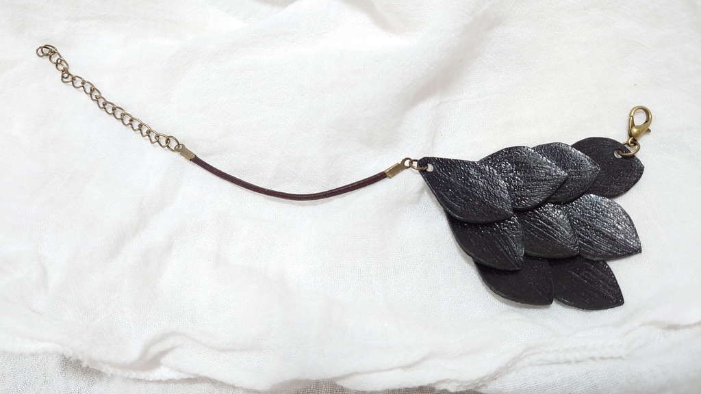 ブレスレット 黒竜のうろこ 革