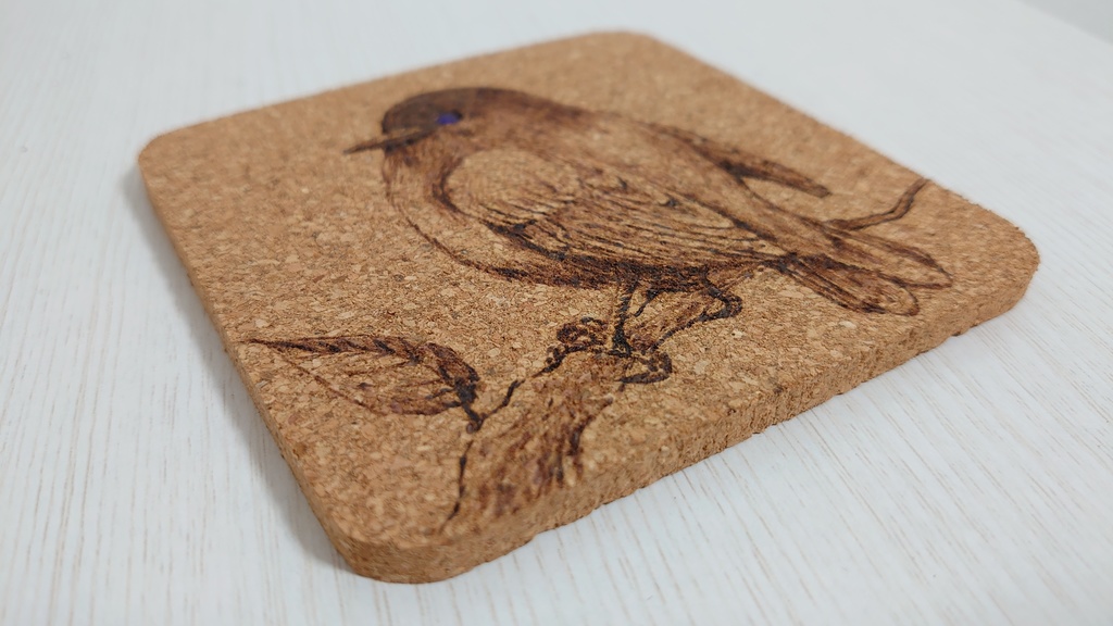 鳥ぴよコルクアート ウッドバーニング ハシブトガラ