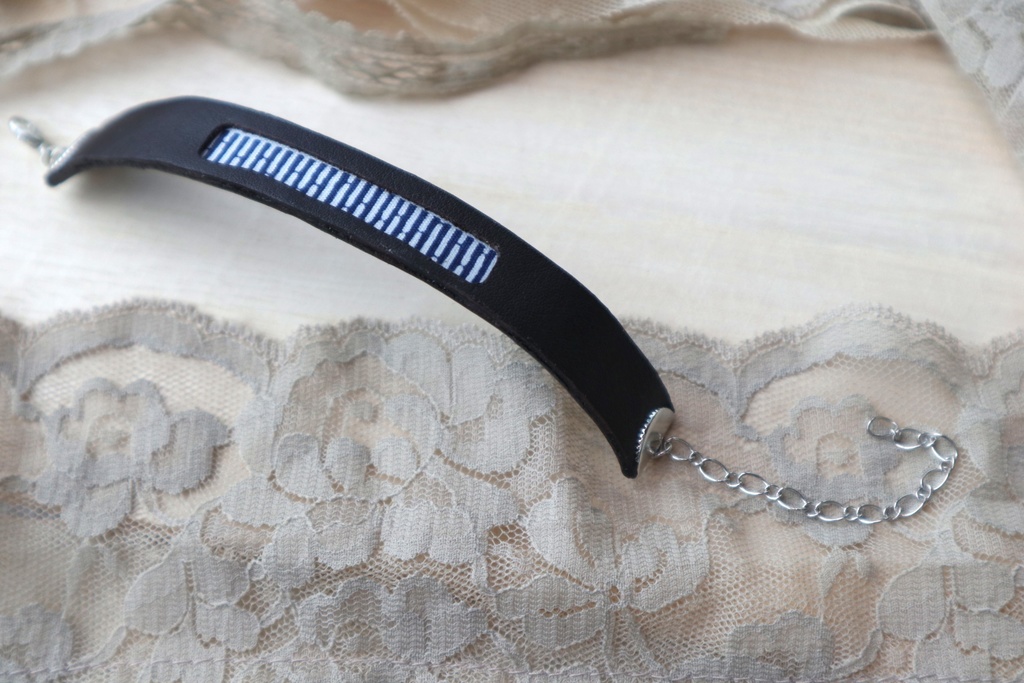 革×布ブレスレット ダーク "雨"