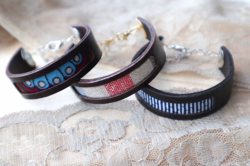 革×布ブレスレット ダーク "風雅"