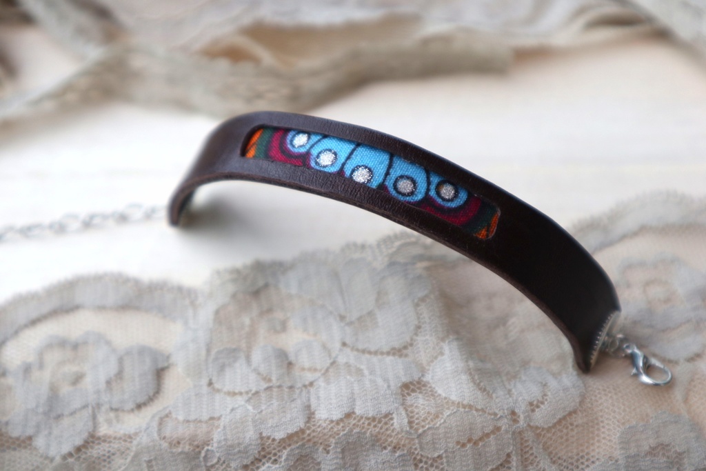 革×布ブレスレット ダーク "風雅"