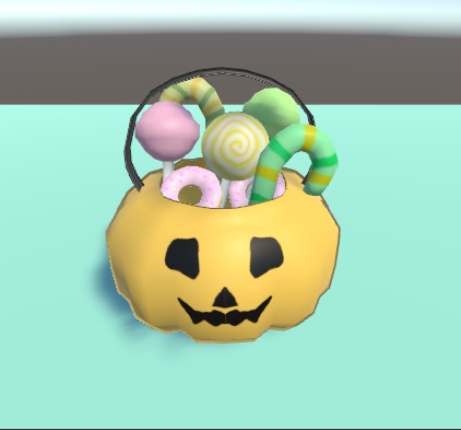 【VRChat】かぼちゃのカゴ と お菓子【3Dモデル】