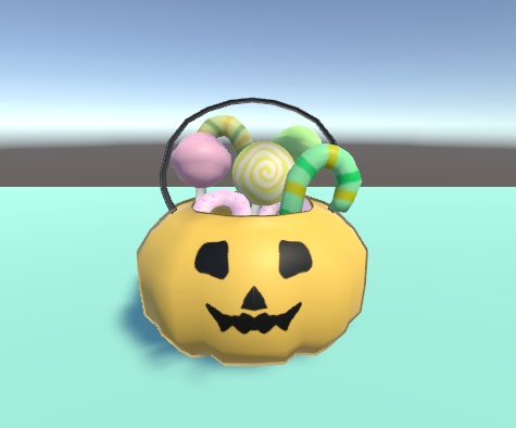 【VRChat】かぼちゃのカゴ と お菓子【3Dモデル】