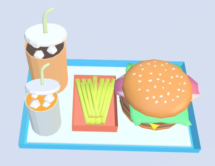 【VRChat】ハンバーガーセット【3Dモデル】