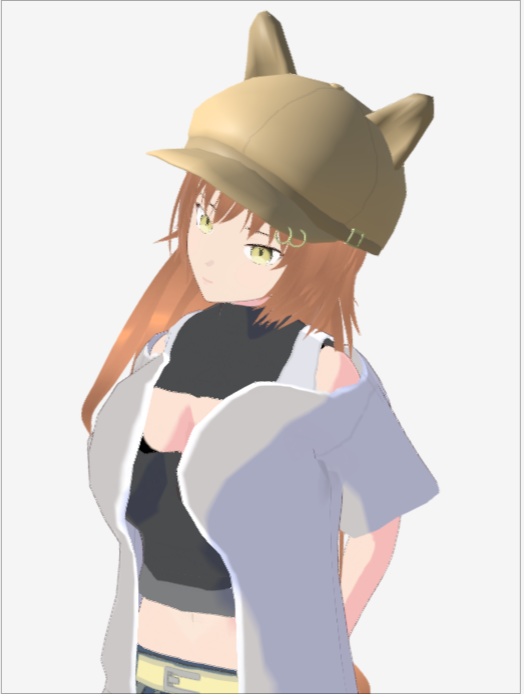 【VRChat】キャスケット帽子(耳付き)【3Dモデル】Vo._38_