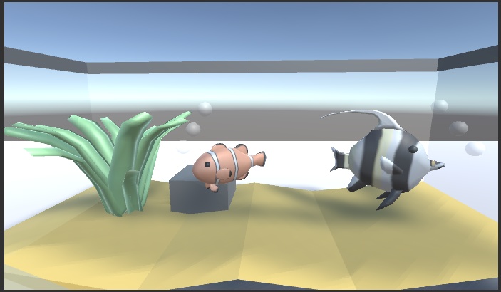 【VRChat】熱帯魚と水槽(クマノミ&ツノダシ)【3Dモデル】.