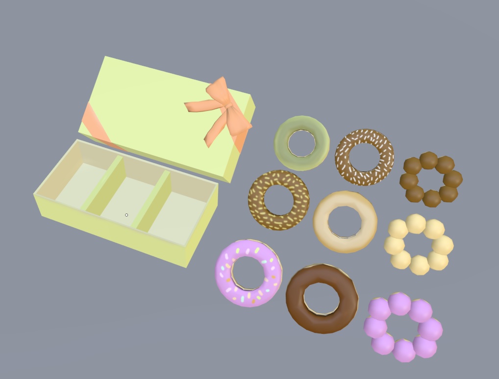 【VRChat】ドーナツのセット【3Dモデル】