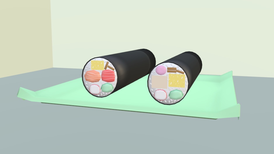 【VRChat】太巻き&海鮮の太巻き 2点セット(恵方巻) 【3Dモデル】Vo._112_