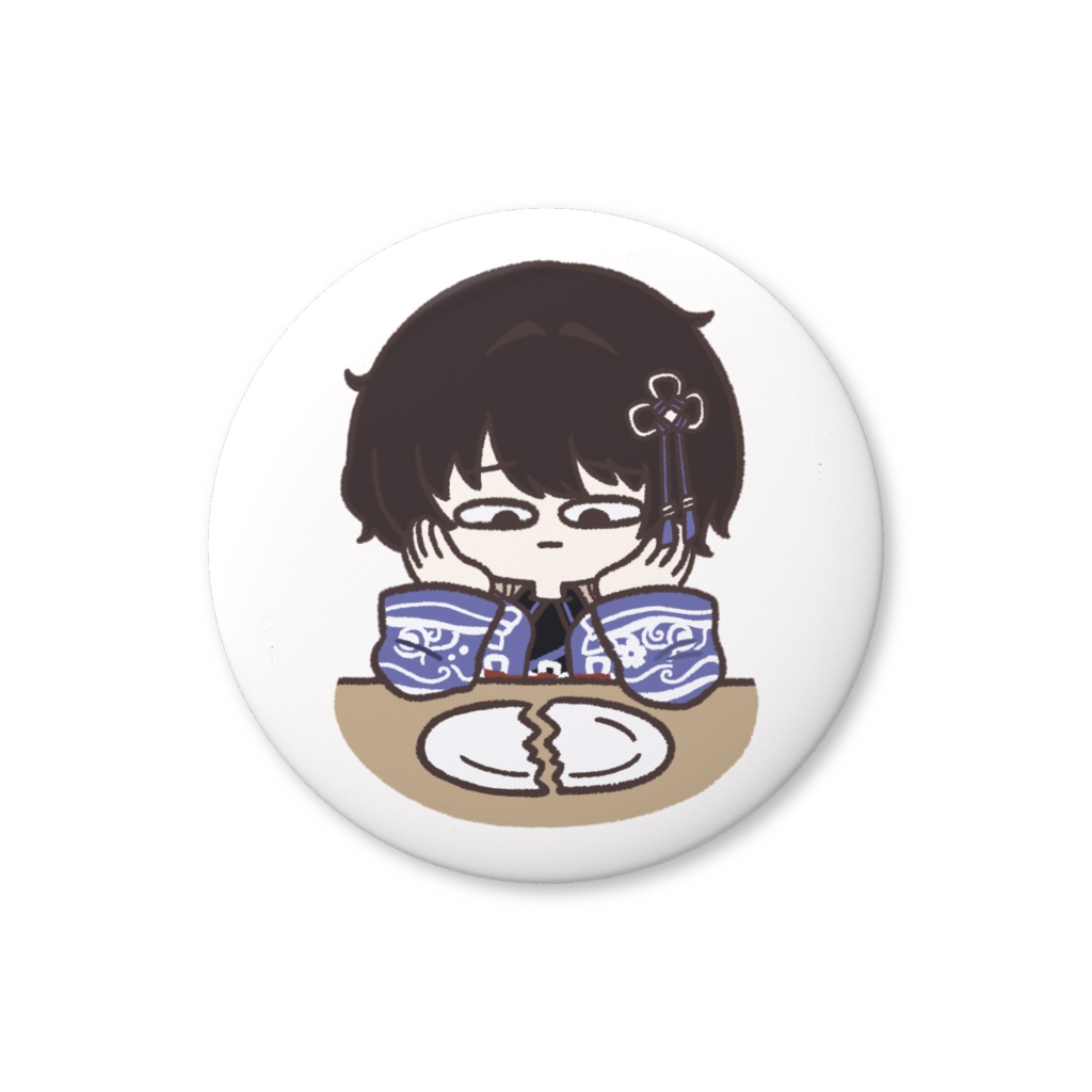 ゆるニマさん缶バッジ（お皿割れた）
