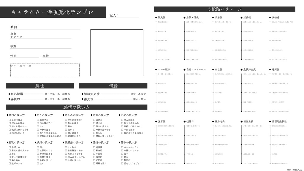 キャラクター性視覚化テンプレ