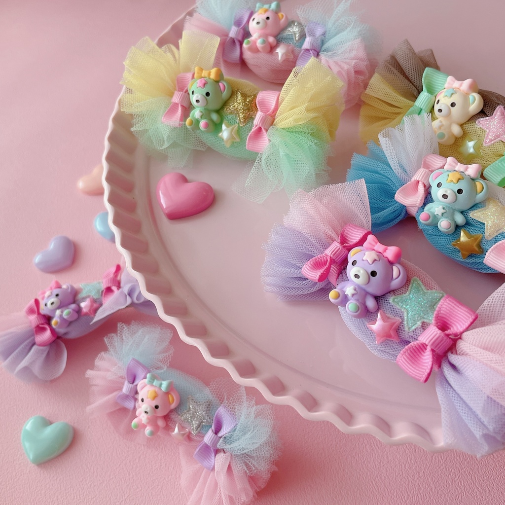 キャンディーくまちゃんのふわふわ ヘアクリップ