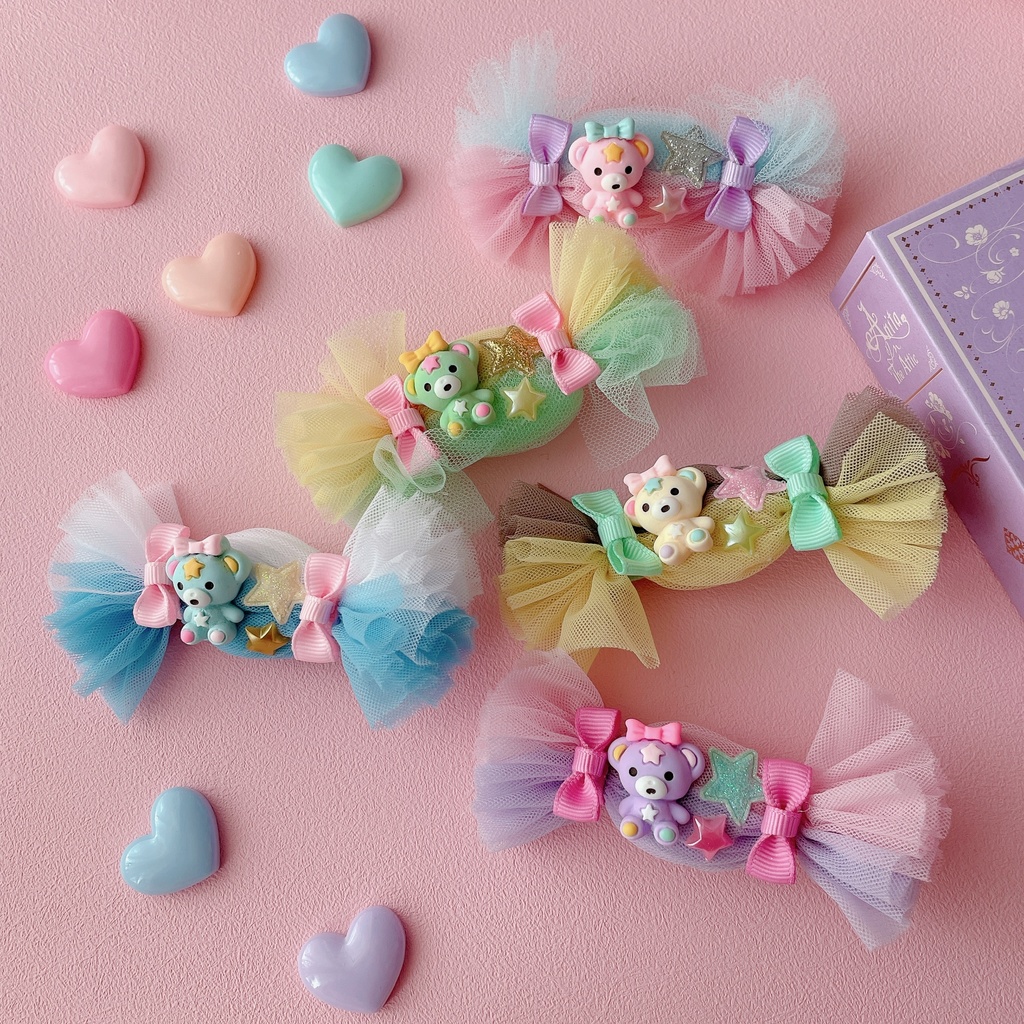 キャンディーくまちゃんのふわふわ ヘアクリップ
