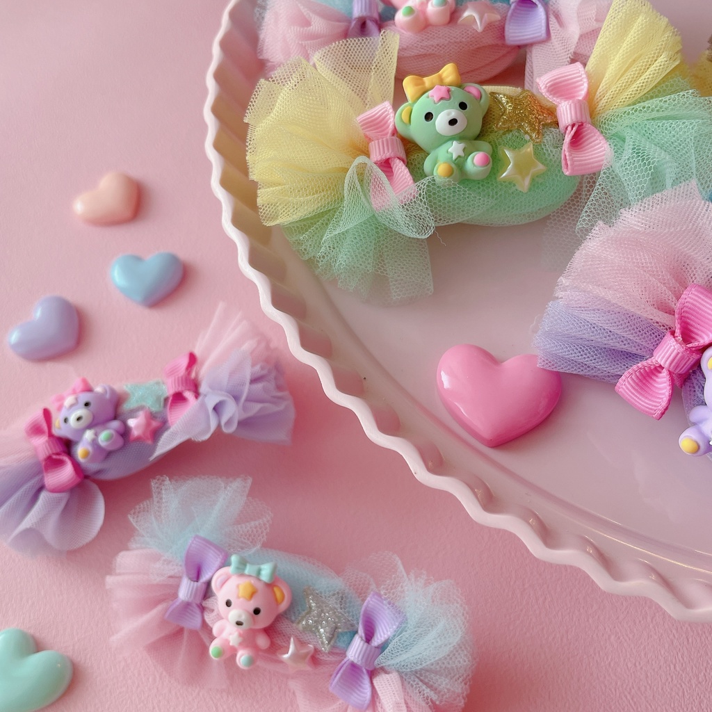 キャンディーくまちゃんのふわふわ ヘアクリップ