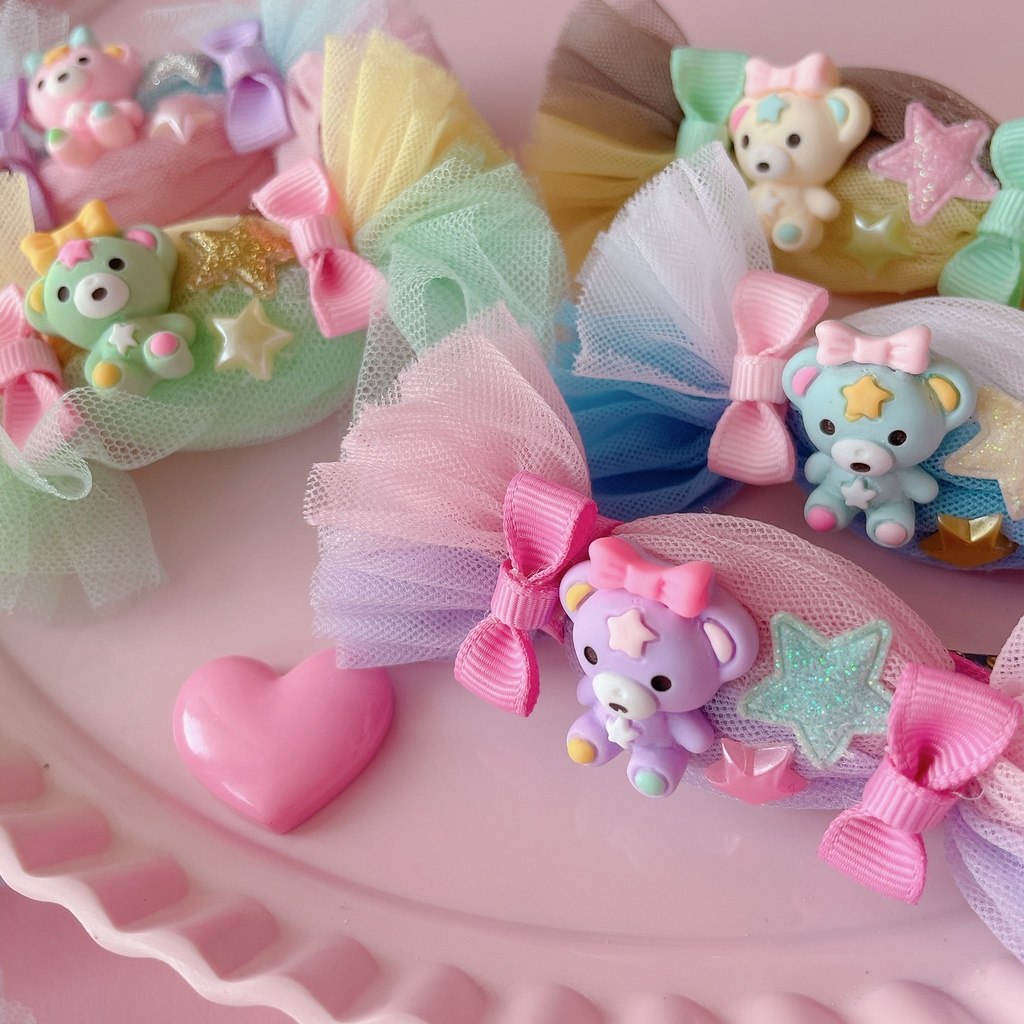 キャンディーくまちゃんのふわふわ ヘアクリップ