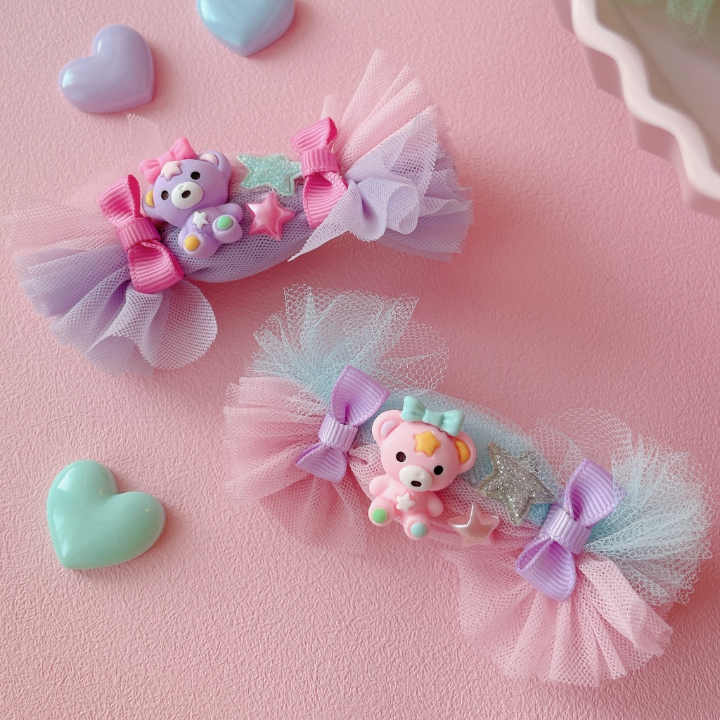 キャンディーくまちゃんのふわふわ ヘアクリップ