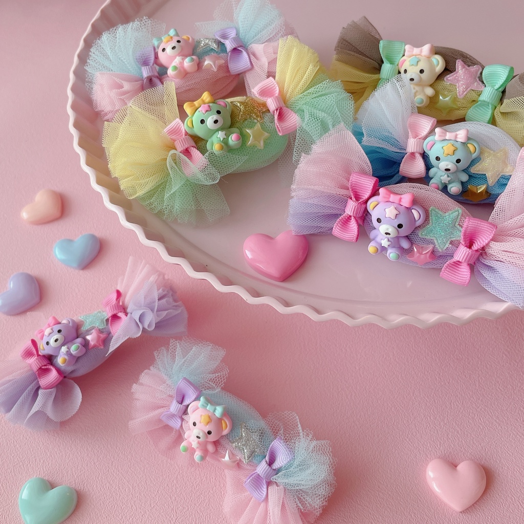 キャンディーくまちゃんのふわふわ ヘアクリップ