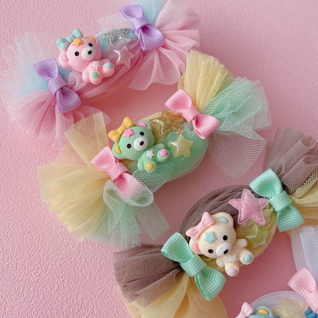 キャンディーくまちゃんのふわふわ ヘアクリップ
