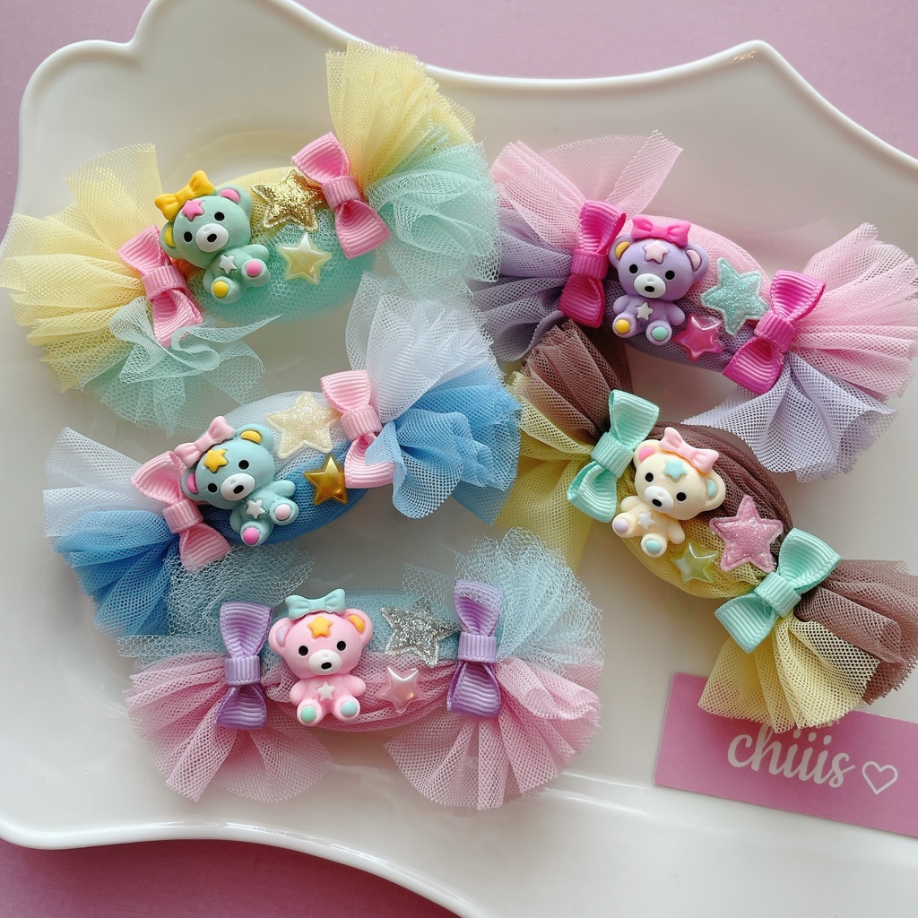 キャンディーくまちゃんのふわふわ ヘアクリップ