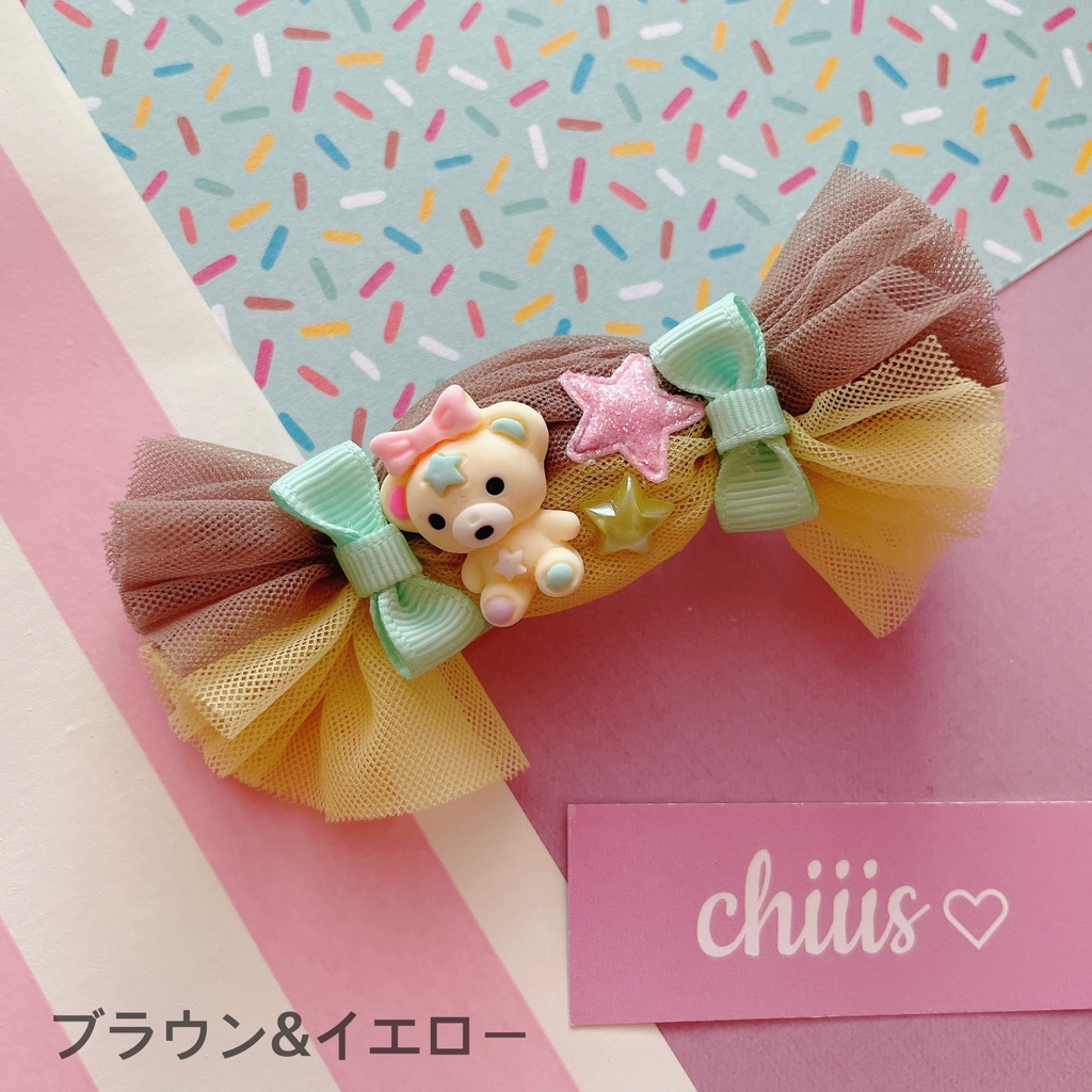 キャンディーくまちゃんのふわふわ ヘアクリップ