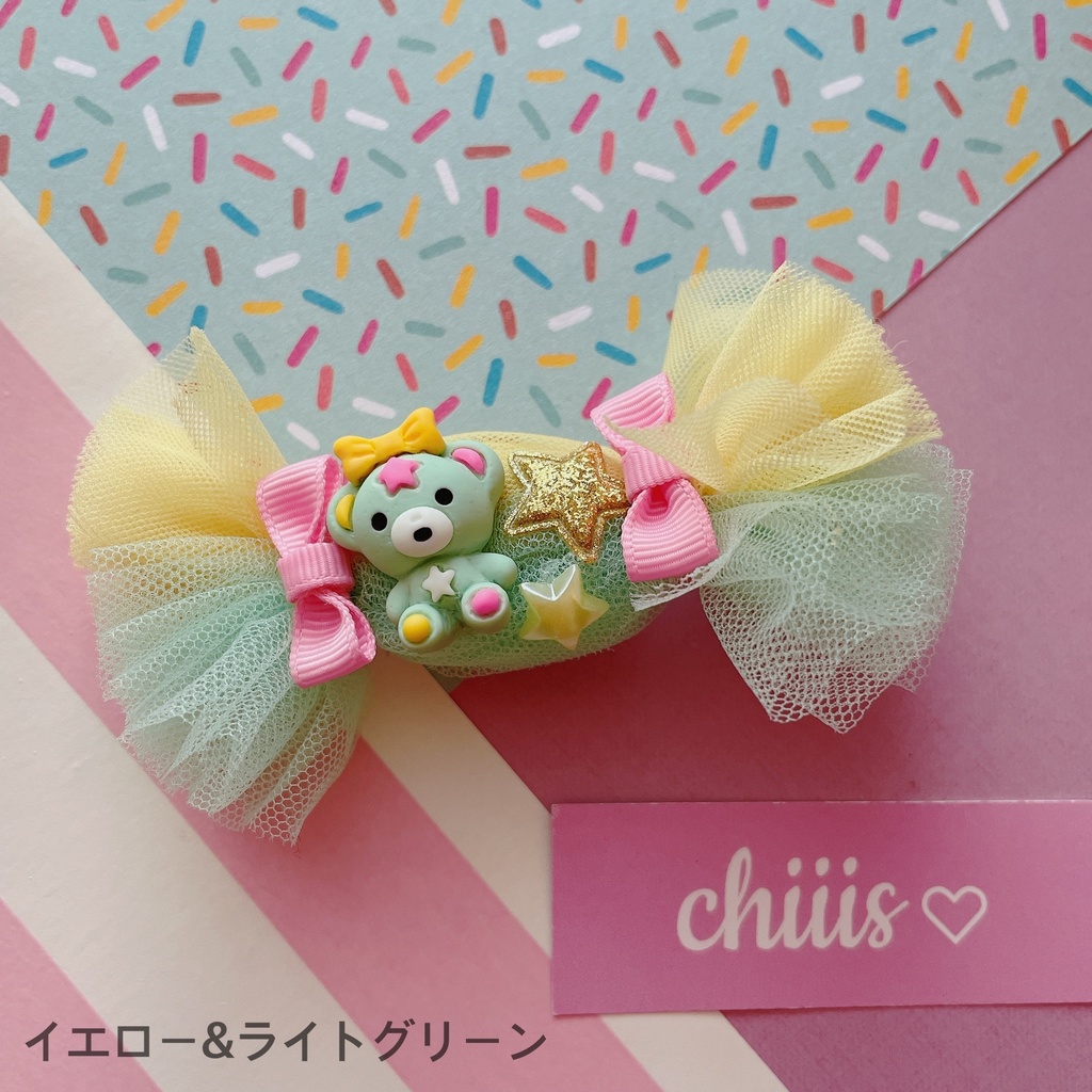 キャンディーくまちゃんのふわふわ ヘアクリップ
