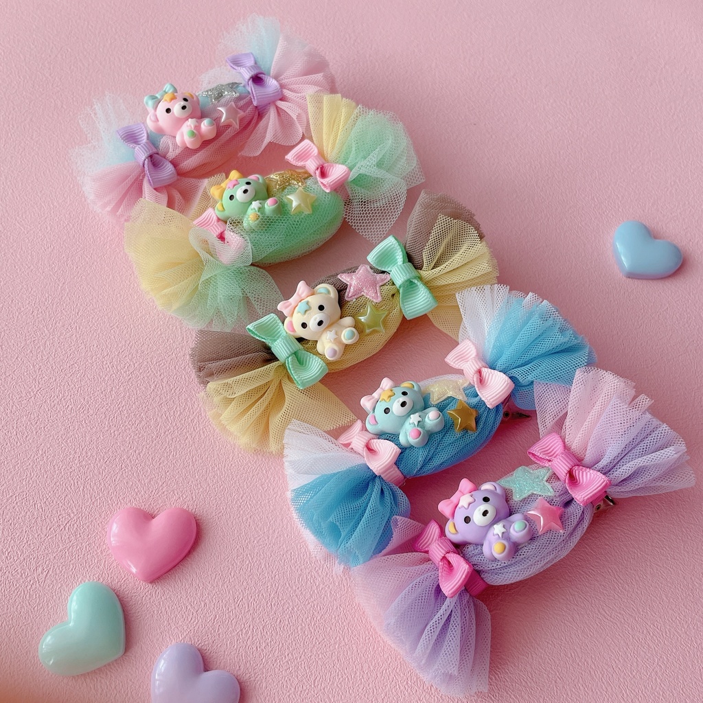 キャンディーくまちゃんのふわふわ ヘアクリップ