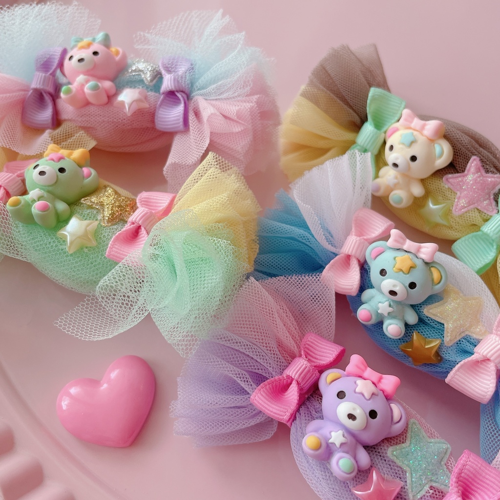 キャンディーくまちゃんのふわふわ ヘアクリップ