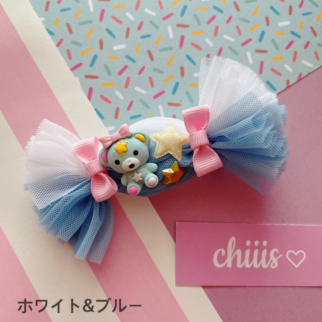 キャンディーくまちゃんのふわふわ ヘアクリップ