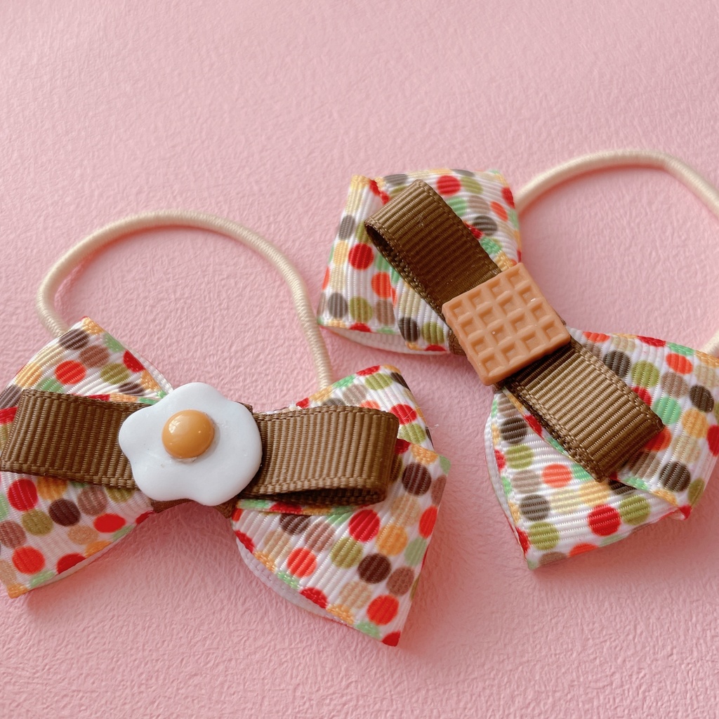 目玉焼きとワッフルが可愛い ヘアゴム 2個セット
