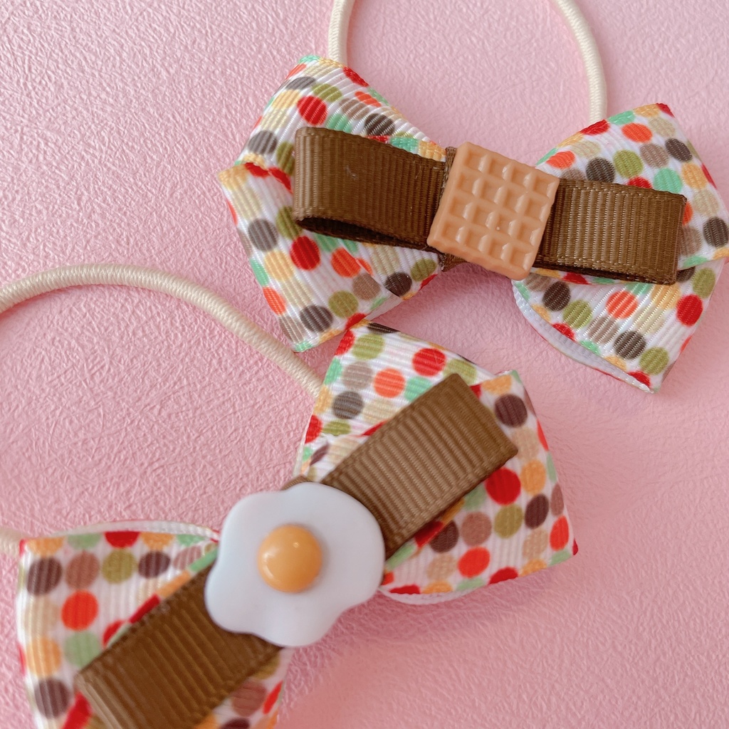 目玉焼きとワッフルが可愛い ヘアゴム 2個セット