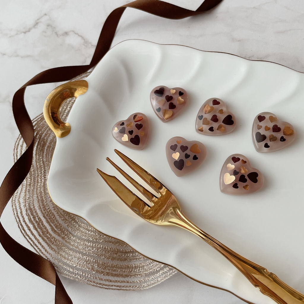 チョコレートカラーのハートアクセサリー ピアスorイヤリング