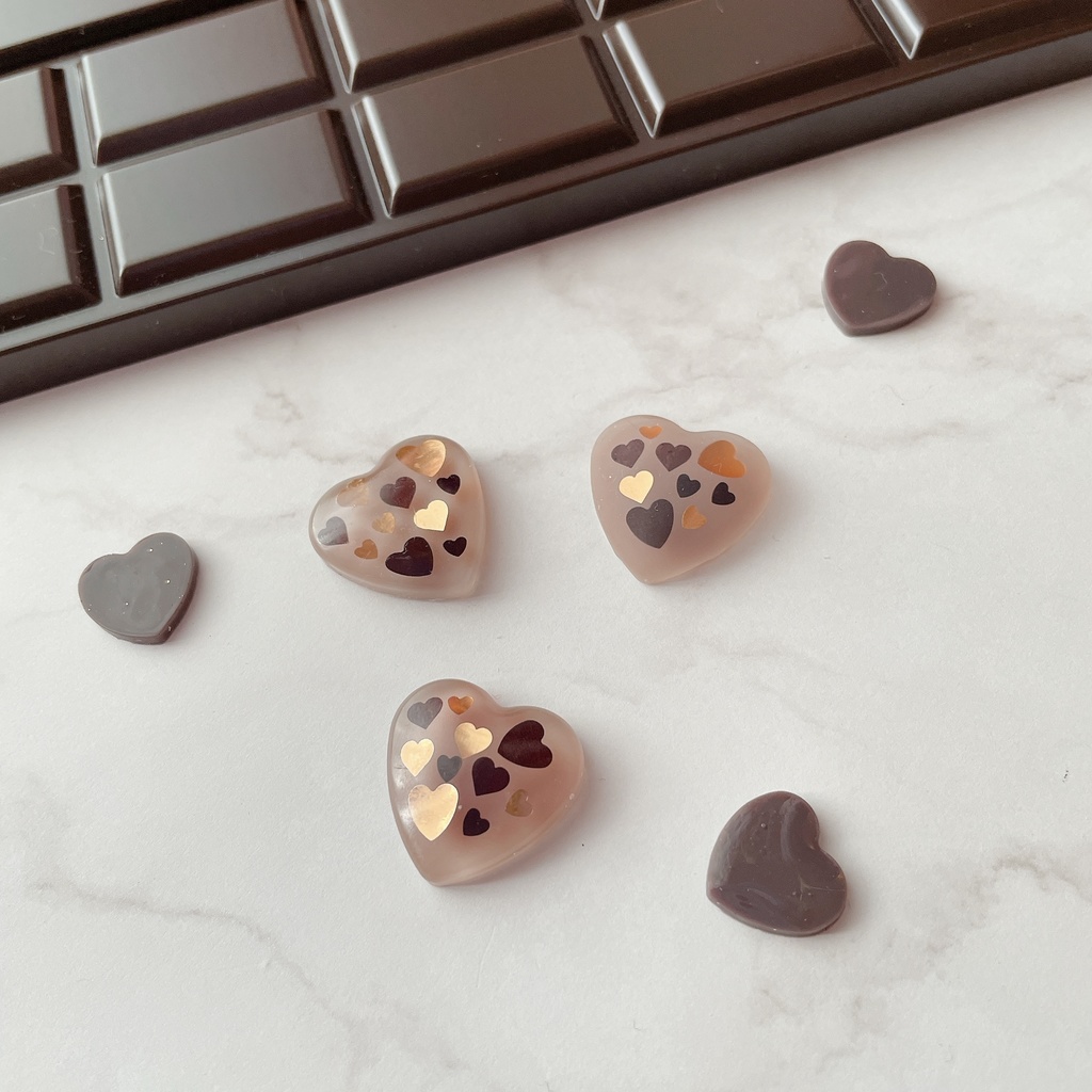 チョコレートカラーのハートアクセサリー ピアスorイヤリング