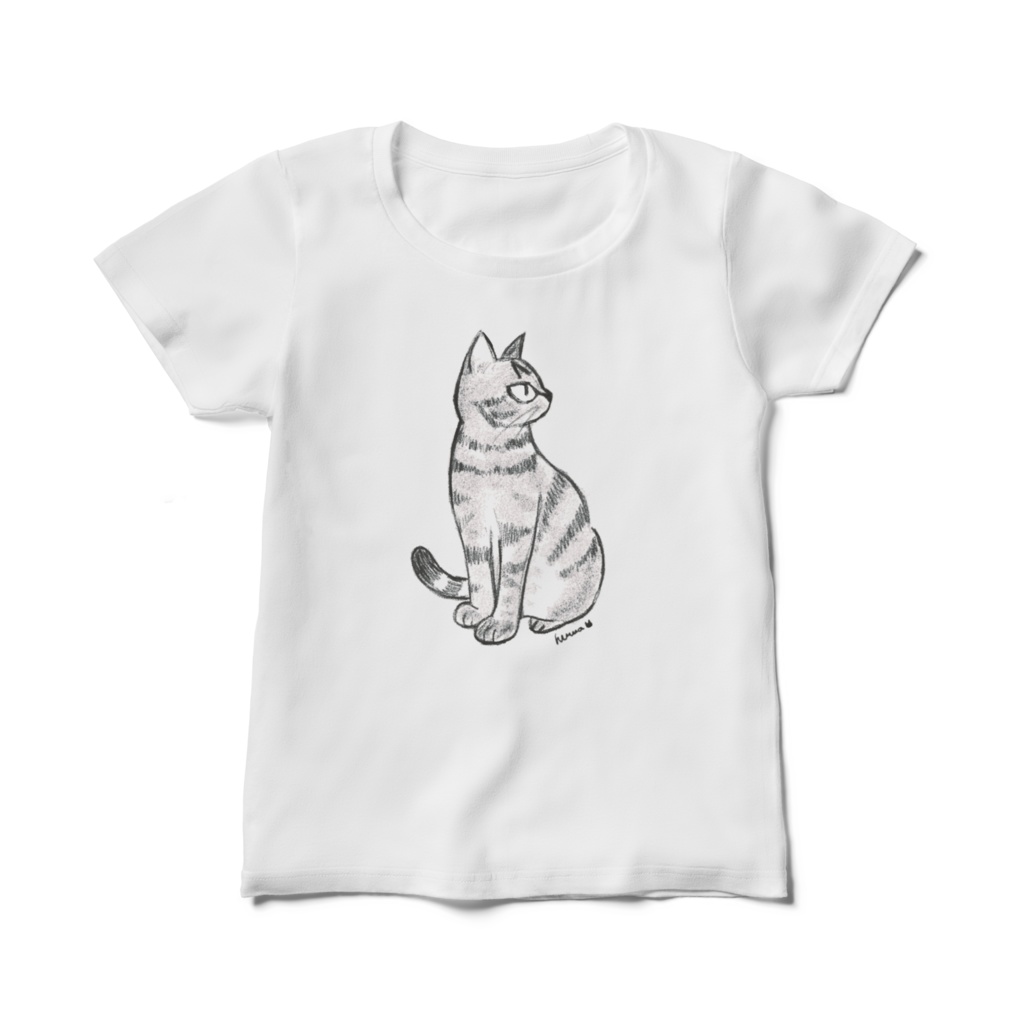 レディースtシャツ 猫のなぎまる 座る カラーリーフクラフト Booth