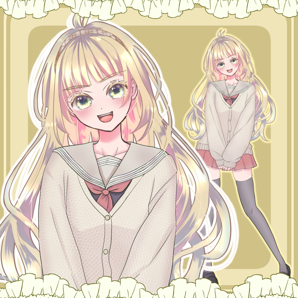【イラスト🌟無料】制服姿の女の子【全身立ち絵】