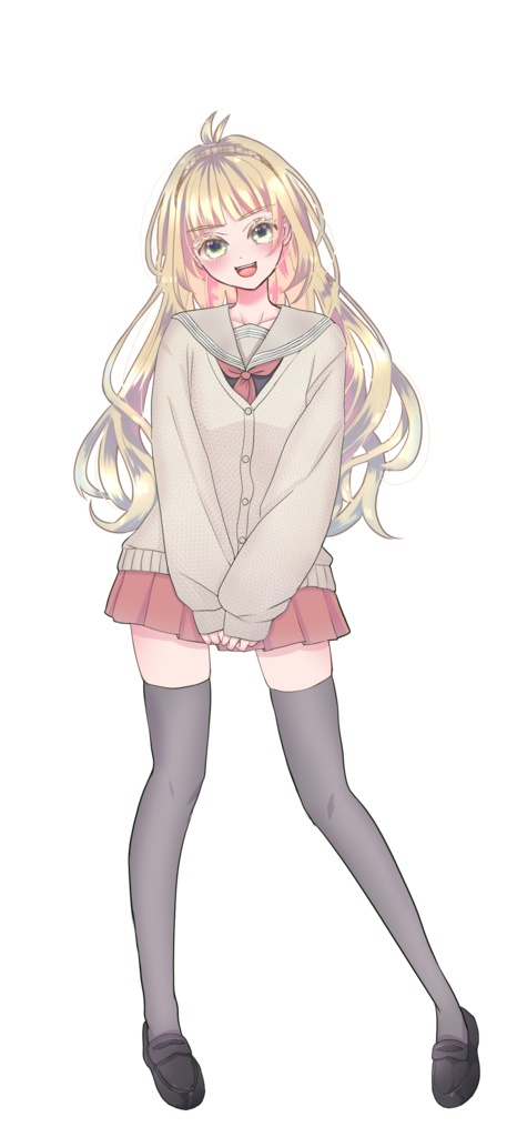 【イラスト🌟無料】制服姿の女の子【全身立ち絵】