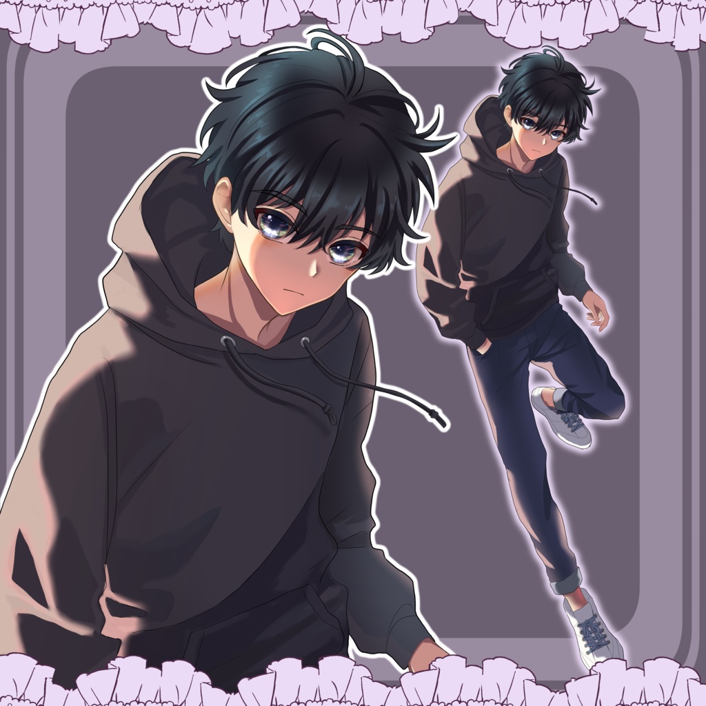 【イラスト🌟無料あり】パーカーの男の子【全身立ち絵】