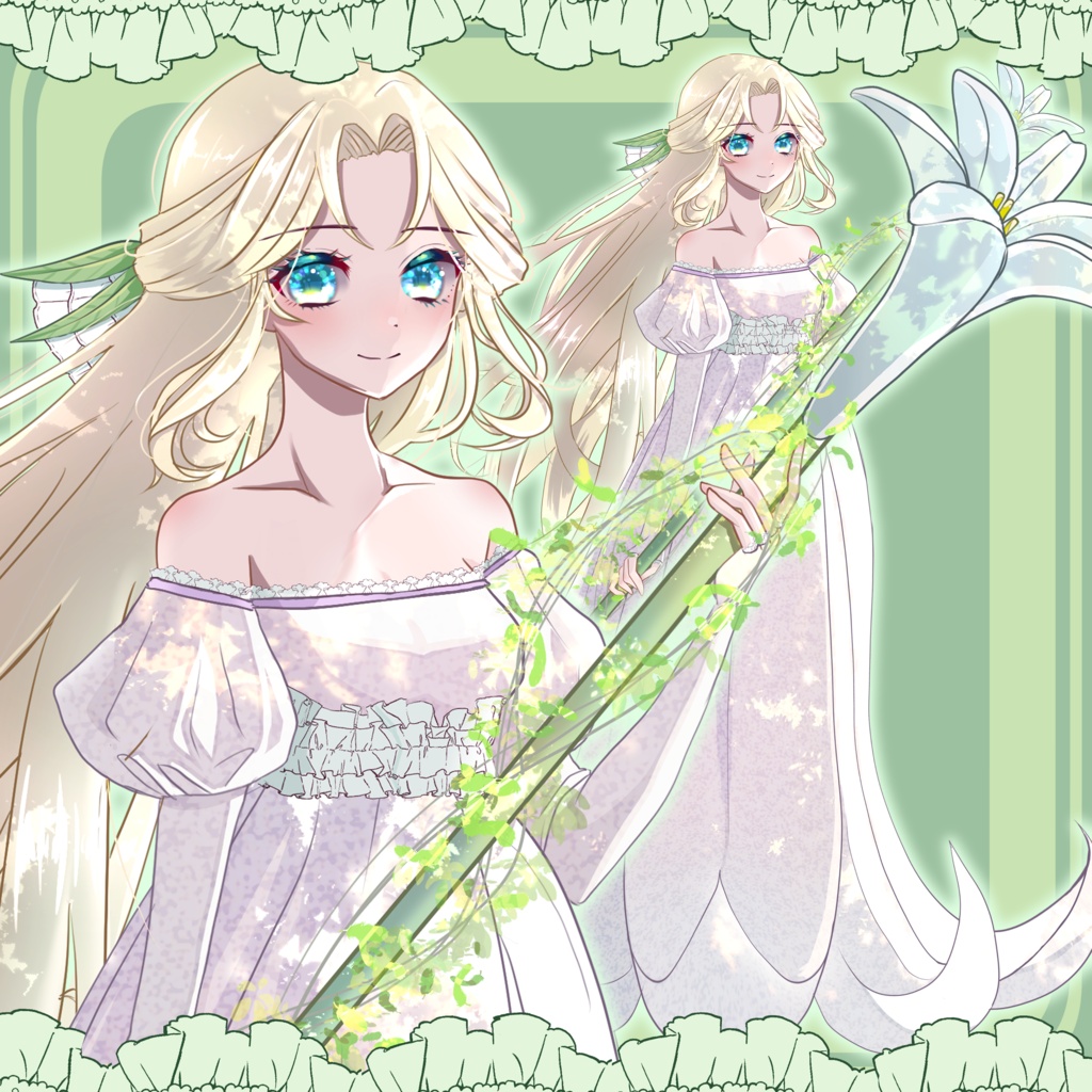 【イラスト🌟無料あり】杖を持ったファンタジーな女の子【全身立ち絵】