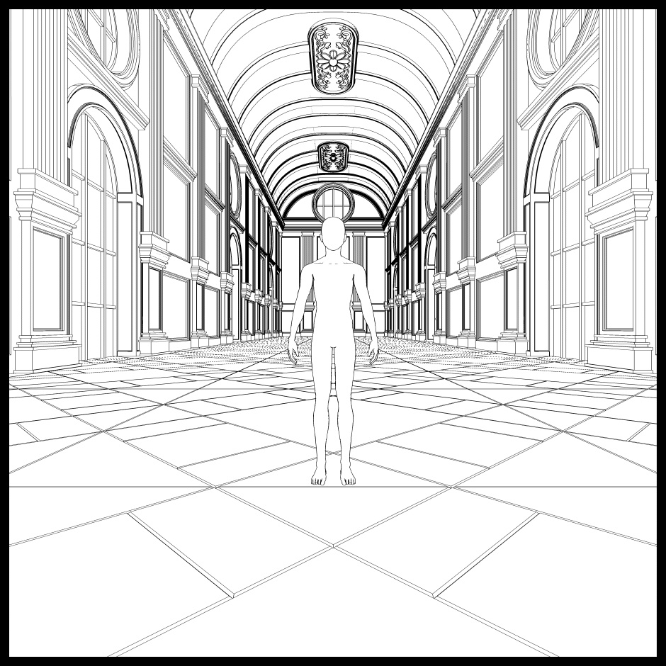 【3D】ありがちなお城の廊下 No03