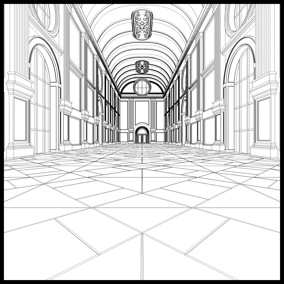 【3D】ありがちなお城の廊下 No03