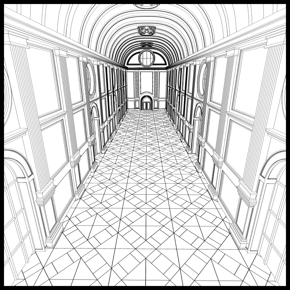 【3D】ありがちなお城の廊下 No03