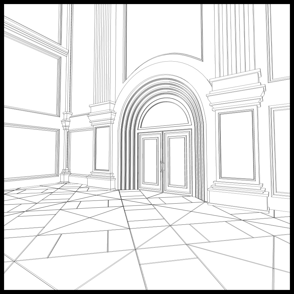 【3D】ありがちなお城の廊下 No03