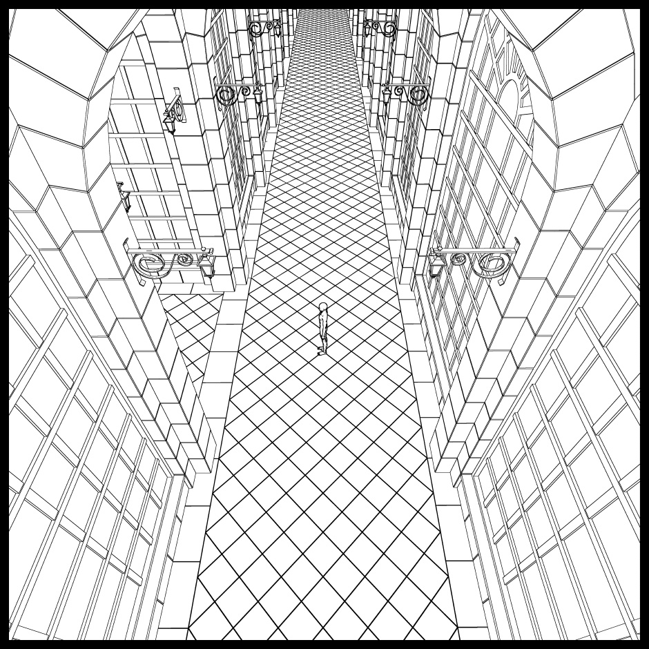 【3D】ありがちなお城の廊下 No02