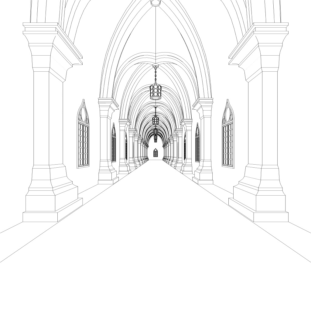 【3D】ありがちなお城の廊下 No01