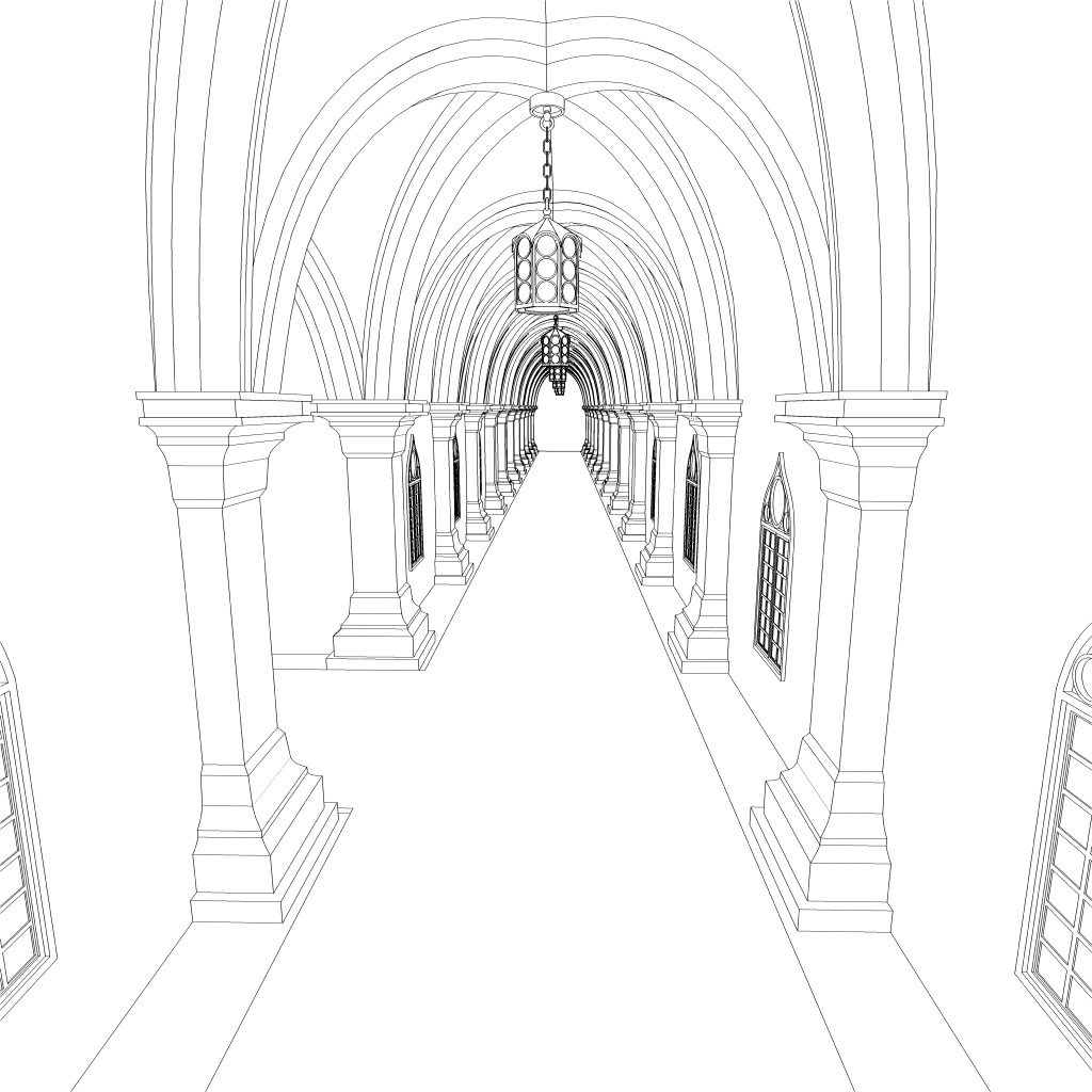 【3D】ありがちなお城の廊下 No01