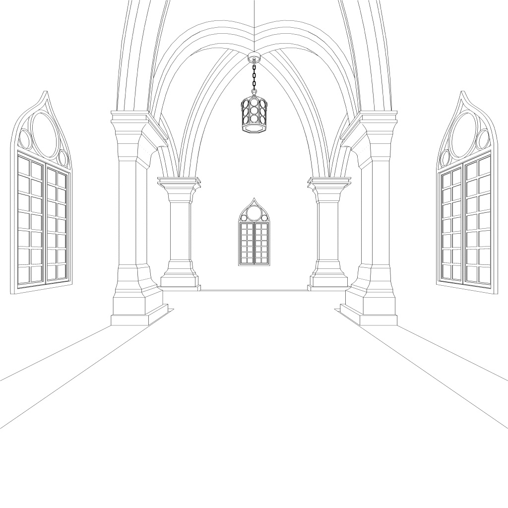 【3D】ありがちなお城の廊下 No01