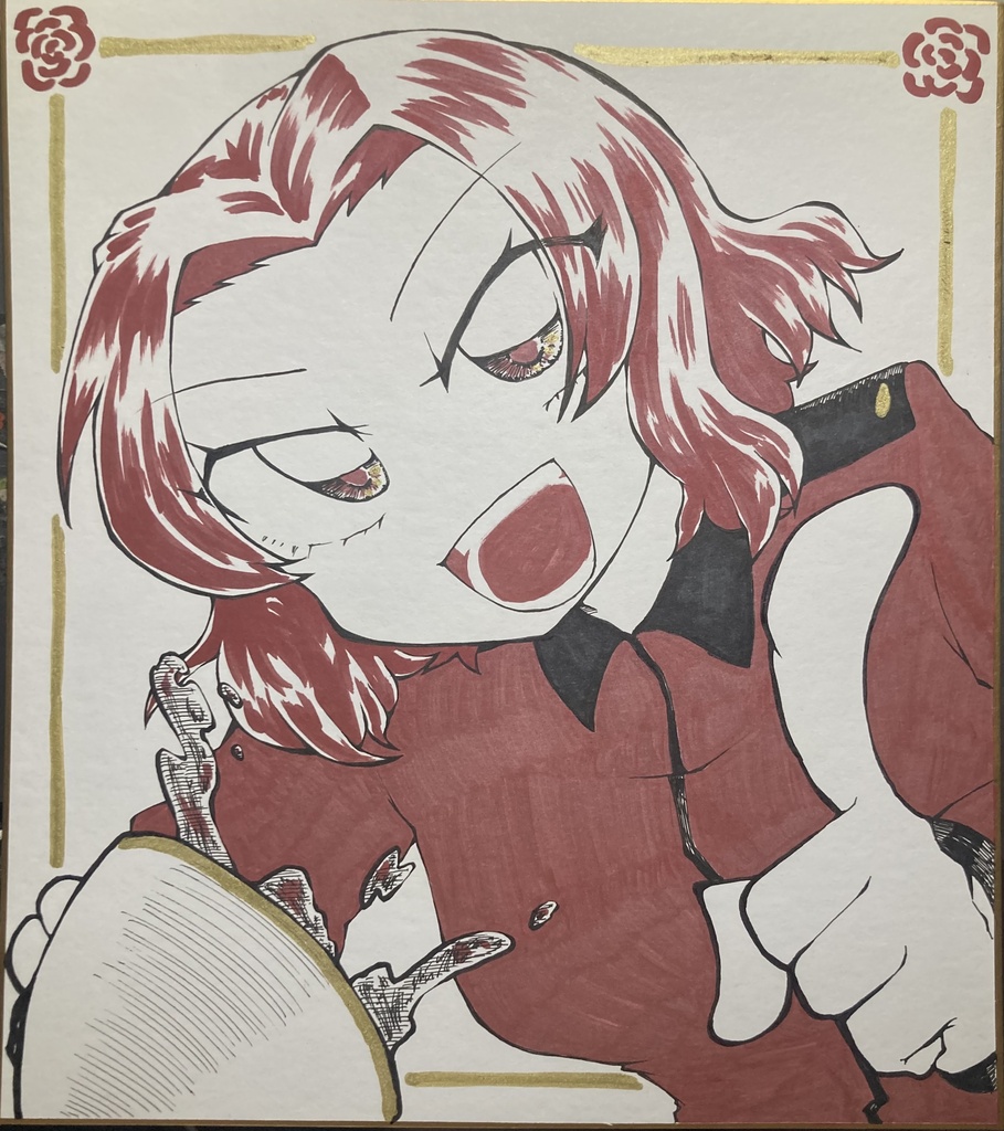 手描き色紙 ローズヒップ