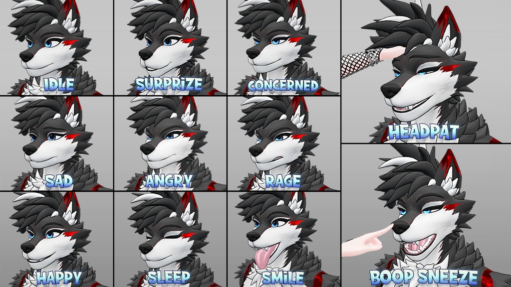 Tyler the Wolf (Vrchat Avatar, Face Tracking and Quest)