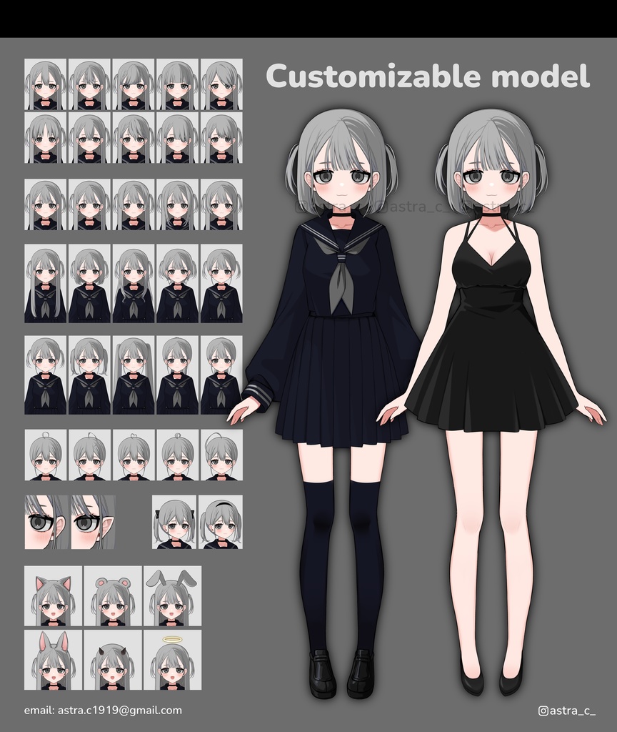 Customizable vtuber live2D model【Live2D汎用モデル】