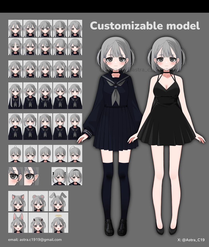 Customizable vtuber live2D model【Live2D汎用モデル】