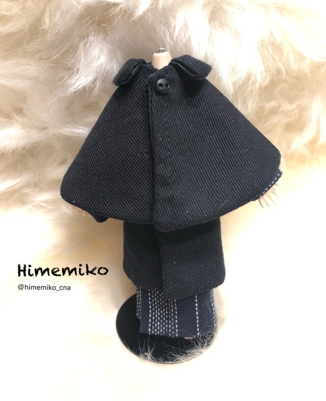 【オビツ11】着物＋総裏トンビコート(着物/帯/2部式コート)4点セット